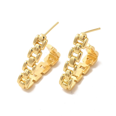 Rack Plating Brass Triangle Stud Earrings for Women EJEW-F308-07G-1