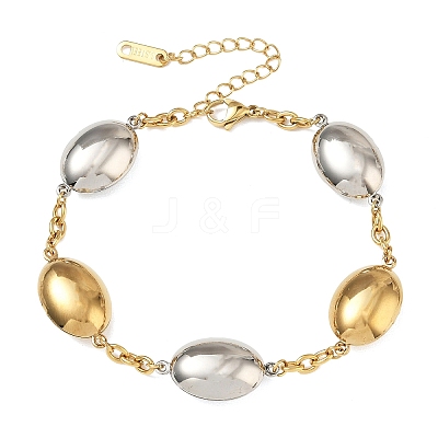 Two Tone Oval 304 Stainless Steel Link Bracelets for Women BJEW-A169-12GP-1