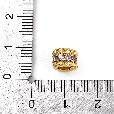 Column Rack Plating Brass Cubic Zirconia European Beads KK-L236-08G-1