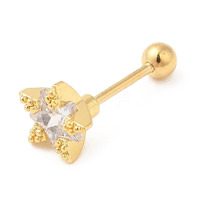 Brass Micro Pave Clear Cubic Zirconia Stud Earrings EJEW-L265-09G-1
