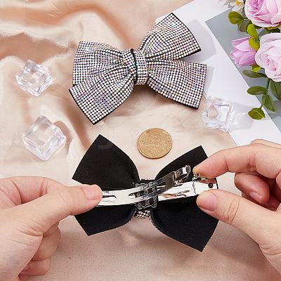 2Pcs Bowknot Rhinestone Hair Barrettes PHAR-HS0001-05-1