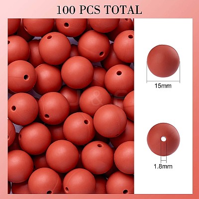 100Pcs Silicone Beads Round Rubber Bead 15MM Loose Spacer Beads for DIY Supplies Jewelry Keychain Making JX468A-1