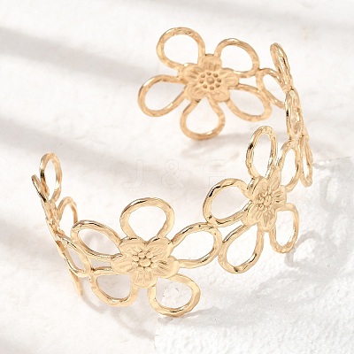 Boho 304 Stainless Steel Hollow Link Cuff Bangles SA-CBA1E89-01C-G-1