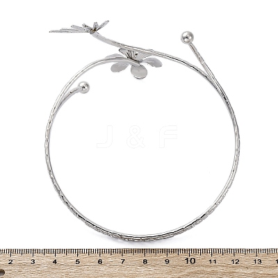 Flower Alloy Arm Cuff Bangles for Girl Women AJEW-A063-01G-P-1