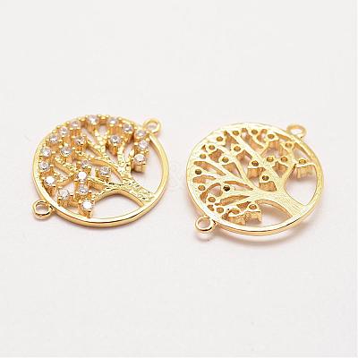 Brass Micro Pave Grade AAA Cubic Zirconia Links ZIRC-G090-95G-NR-1
