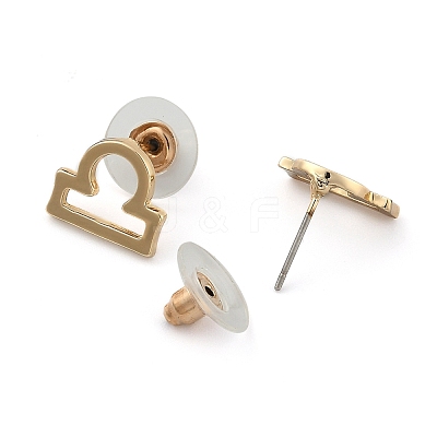 12 Constellation/Zodiac Sign Alloy Stud Earrings EJEW-B025-01G-C-1