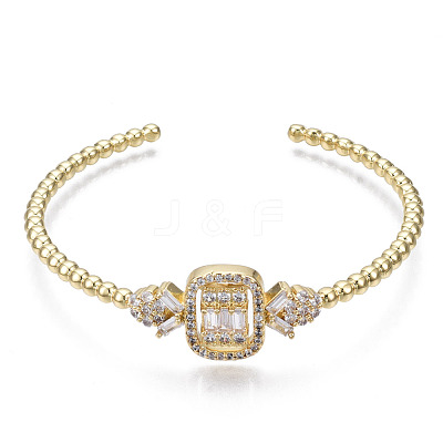 Sparkle Cubic Zirconia Ball Beaded Cuff Bangle for Her BJEW-N012-004-NF-1