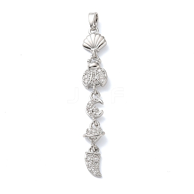 Brass Micro Pave Clear Cubic Zirconia Pendants KK-D101-01A-P-1
