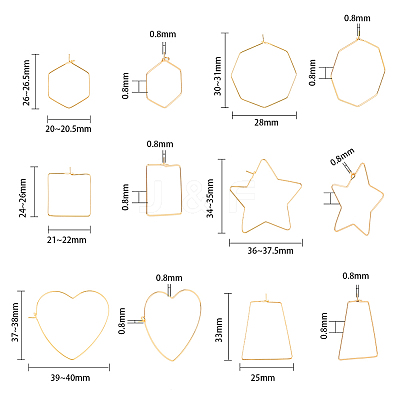 36Pcs 6 Style Brass Hoop Earring Findings KK-FH0005-44-1