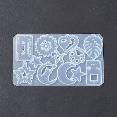DIY Heart/Moon/Leaf Pendant Silicone Molds X-DIY-A039-05-1