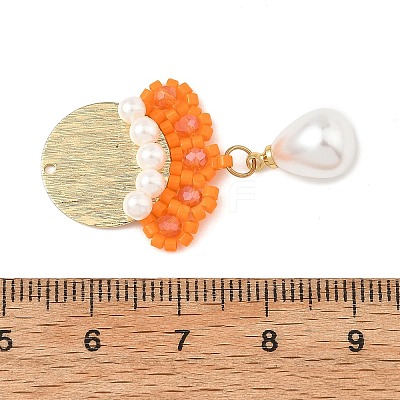 Glass Seed Beaded & ABS Plastic Imitation Pearl & Glass Pendants PALLOY-MZ01380-02-1