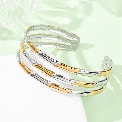 304 Stainless Steel Multi-layered Cuff Bangles for Women BJEW-G780-02GP-1