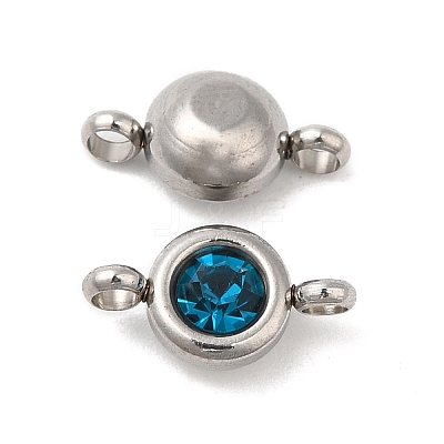 304 Stainless Steel Single Rhinestone Connector Charms STAS-E194-13P-02-1