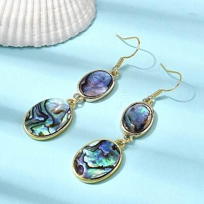Brass Natural Abalone Shell Dangle Earrings EJEW-F388-01A-G-1