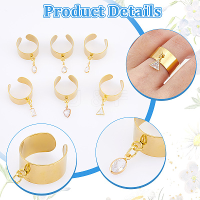 304 Stainless Steel Cuff Rings for Women RJEW-UN00022-1