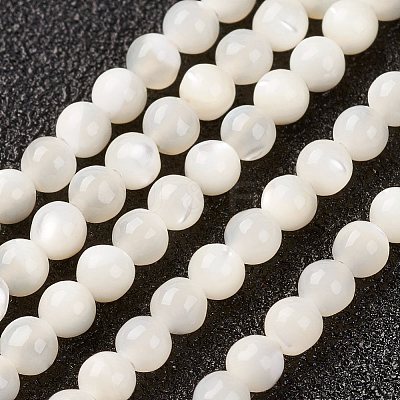 Natural White Shell Beads Strands X-G-G680-54-1