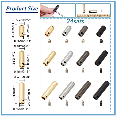 24 Sets 12 Styles Zinc Alloy End Caps FIND-NB0004-14-1