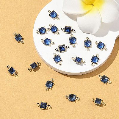 SHEGRACE Brass Pave Cubic Zirconia Square Connector Charms XGRQ2O860-440C-G-1