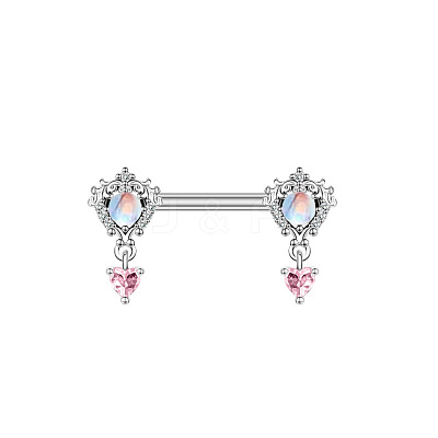 316L Surgical Stainless Steel Pave Cubic Zirconia Nipple Rings WG68FB4-02-1