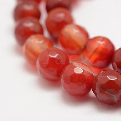 Faceted Natural Striped Agate/Banded Agate Beads Strands G-F447-6mm-H03-1