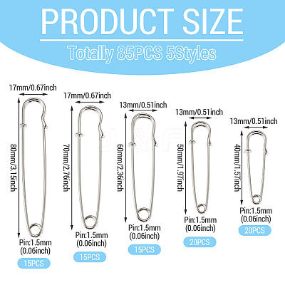 85Pcs 5 Styles Iron Kilt Pins IFIN-TADJ0001-01-1
