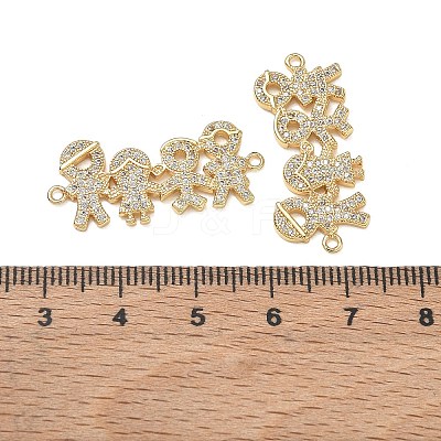 Brass Micro Pave Clear Cubic Zirconia Connector Charms for Jewelry Making CU-CBAAA59-01G-05-1