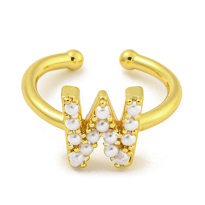 Rack Plating Brass Open Cuff Rings for Women RJEW-F162-01G-W-1