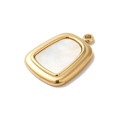 304 Stainless Steel Pave Shell Pendants STAS-L022-246G-1