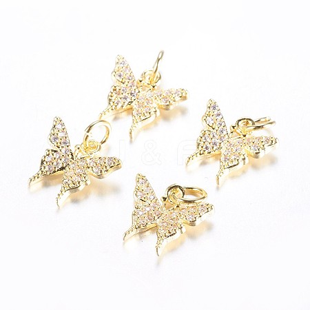 Long-Lasting Plated Brass Micro Pave Cubic Zirconia Charms X-ZIRC-F069-32G-1