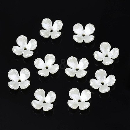 4-Petal ABS Plastic Imitation Pearl Bead Caps OACR-S020-31-1