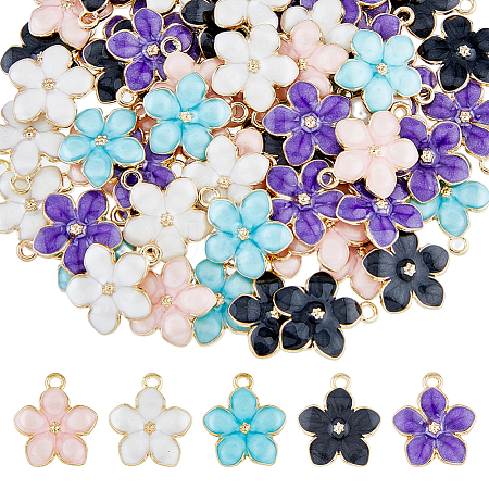 DICOSMETIC 150Pcs 5 Colors Alloy Enamel Pendants ENAM-DC0001-32-1