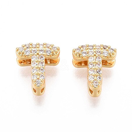 Brass Micro Pave Clear Cubic Zirconia Beads KK-T071-17G-T-1