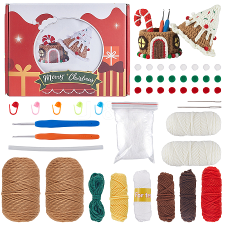 1Set Christmas Theme DIY Crochet Kit for Beginners DIY-SC0027-78B-1