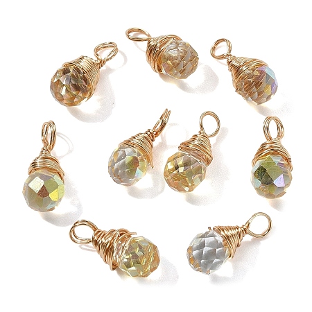 10Pcs Glass Pendants PALLOY-YW00130-05-1