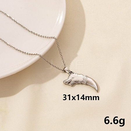 304 Stainless Steel Wolf Tooth Pendant Necklace BX4246-5-1