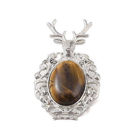 Natural Tiger Eye Pendants G-A226-02P-02-1