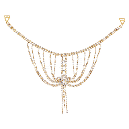 2Pcs Brass Rhinestone Sexy Shoulder Bra Body Chain AJEW-WR0002-64-1