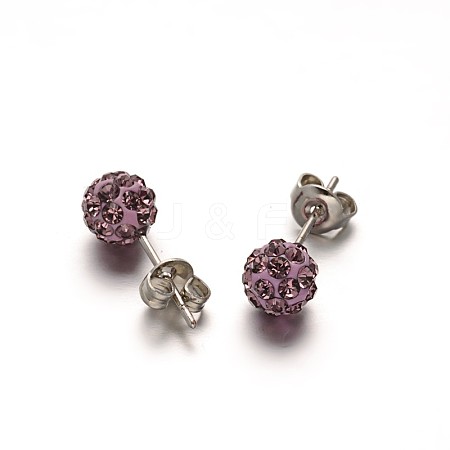 Polymer Clay Rhinestone Ball Stud Earrings EJEW-F0083-03C-1