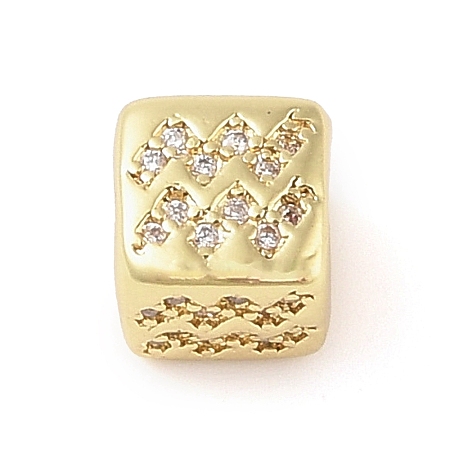 Brass Micro Pave Clear Cubic Zirconia European Beads KK-K368-01G-11-1