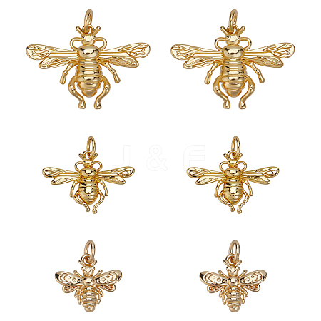 6Pcs 3 Styles Rack Plating Brass Pendants KK-GO0002-34-1