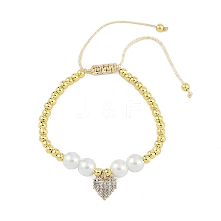 Rack Plating Brass Stretchable Bracelets with Cubic Zirconia for Women BJEW-D047-02G-01-1