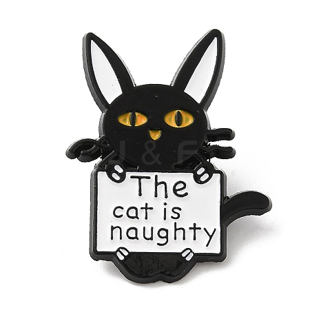 Cat with Word Enamel Pins JEWB-G023-03B-1