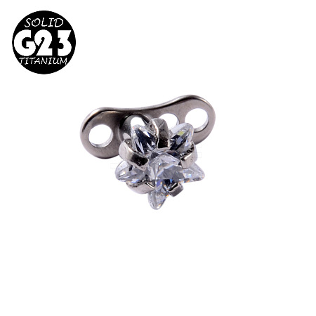 G23 Titanium Cubic Zirconia Dermal Anchor Base/Top for Women Men WG953A3-11-1