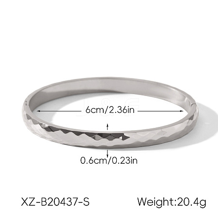 304 Stainless Steel Textured Open Hinged Cuff Bangles for Women WGC868A-04-1