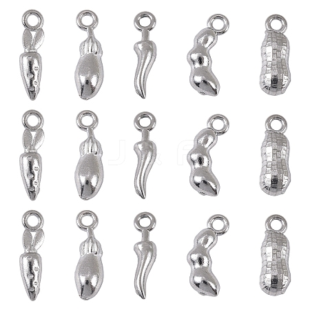 25Pcs 5 Styles Vegetables 304 Stainless Steel Charms STAS-YW0011-22-1