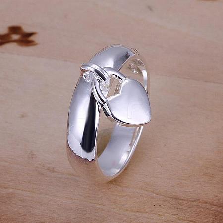 Fashionable Brass Heart Charm Finger Rings For Women RJEW-BB13201-6-1