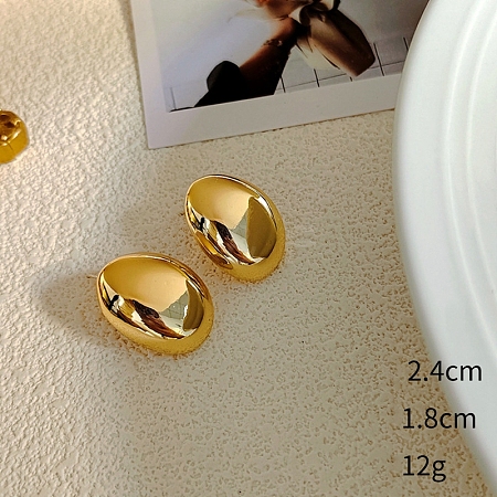 Oval Alloy Stud Earrings WG64463-17-1