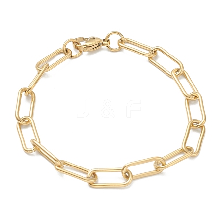 304 Stainless Steel Paperclip Chains Bracelets BJEW-I293-09G-1