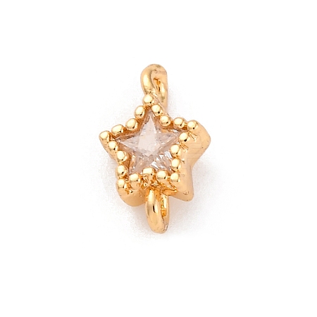 Brass Cubic Zirconia Star Connector Charms KK-Z084-11G-04-1