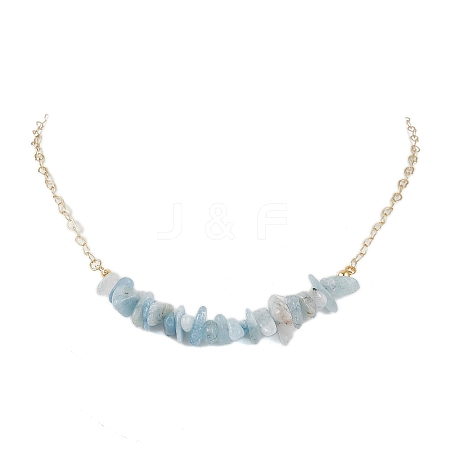 Natural Aquamarine Chip Bib Necklaces NJEW-JN04950-04-1